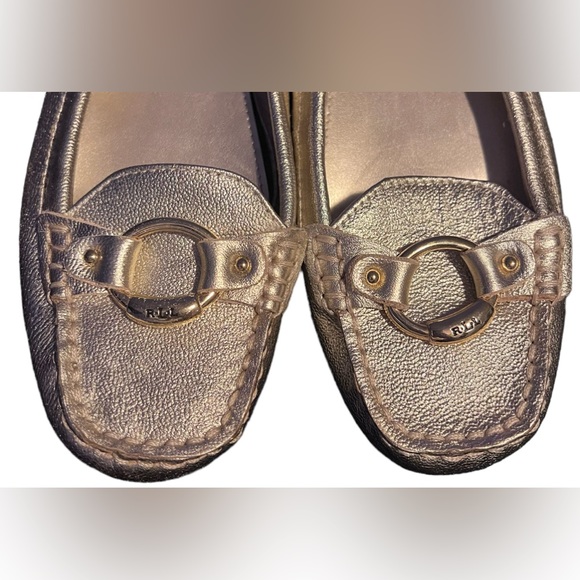 LAUREN RALPH LAUREN Cadence Gold Driving Moccasin Loafers Size 8.5 - Picture 5 of 9